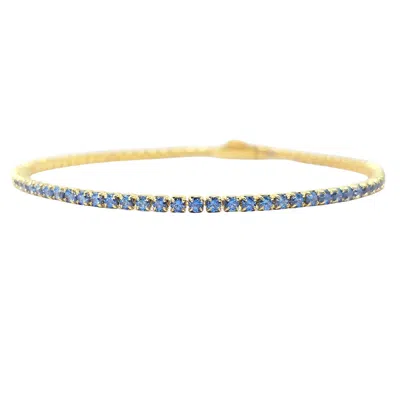Harfi Women's Gold / Blue Aquamarine March Birthstone Dainty Tennis Bracelet In Multi