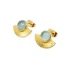 Harfi Women's Gold / Blue Aquamarine March Birthstone Gold Plated Fan Earrings In Multi