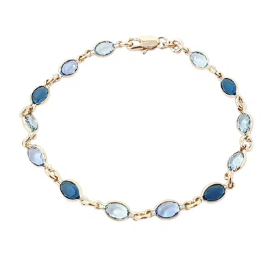 Harfi Women's Gold / Blue Blue Crystal Multi Gemstone Gold Plated Bracelet