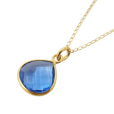Harfi Women's Gold / Blue Blue Topaz December Birthstone Charm Necklace In Multi