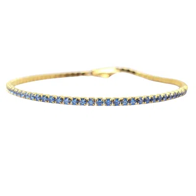 Harfi Women's Gold / Blue Blue Topaz December Birthstone Dainty Tennis Bracelet In Multi