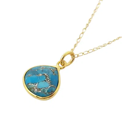 Harfi Women's Gold / Blue Blue Turquoise December Birthstone Gold Plated Necklace In Multi