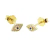 Harfi Women's Gold / Blue Dainty Evil Eye Gold Plated Minimalist Stud Earrings In Multi