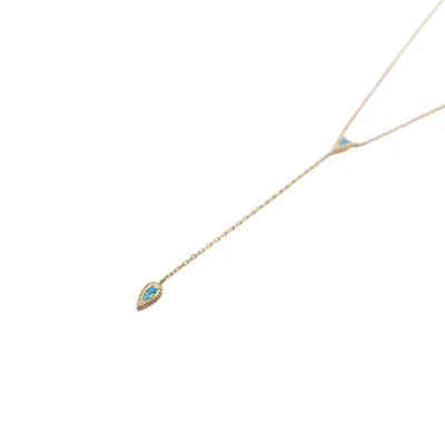 Harfi Women's Gold / Blue Gold Vermeil Plated Blue Turquoise December Birthstone Minimalist Necklace In Multi
