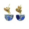 Harfi Women's Gold / Blue Hammered Sapphire September Birthstone Earrings In Multi