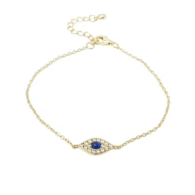 Harfi Women's Gold / Blue Minimalist Elegant Evil Eye Gold Plated Bracelet In Multi