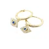Harfi Women's Gold / Blue Minimalist Small Evil Eye Charm Dainty Hoop Earrings In Multi