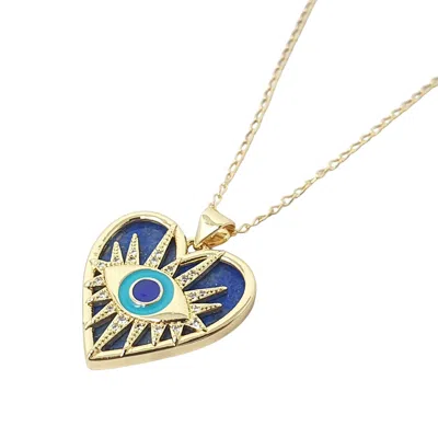 Harfi Women's Gold / Blue Protection Lapis Lazuli Blue Evil Eye Necklace In Multi