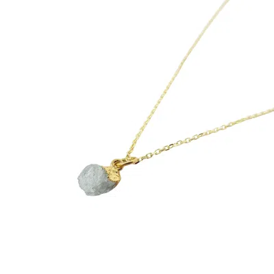 Harfi Women's Gold / Blue Raw Aquamarine Gold Plated March Birthstone Necklace In Multi