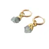 Harfi Women's Gold / Blue Raw Aquamarine March Birthstone Gold Plated Huggies In Multi