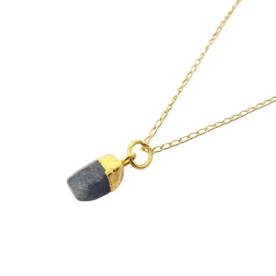 Harfi Women's Gold / Blue Raw Sapphire September Birthstone Gold Plated Necklace In Multi