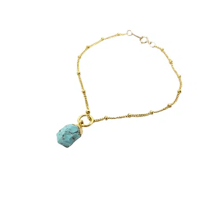 Harfi Women's Gold / Blue Raw Turquoise December Birthstone Satellite Bracelet In Multi