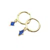 Harfi Women's Gold / Blue Sapphire September Birthstone Delicate Dangle Hoops In Multi