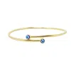 Harfi Women's Gold / Blue Turkish Blue Evil Eye Minimalist Gold Plated Bangle In Multi