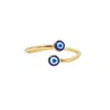 Harfi Women's Gold / Blue Turkish Blue Evil Eye Nazar Gold Plated Stacking Ring In Multi
