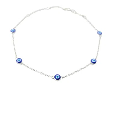 Harfi Women's Gold / Blue Turkish Blue Evil Eye Silver Charm Friendship Bracelet