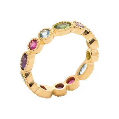Harfi Women's Gold / Blue / Yellow Gold Plated Colourful Stones Eternity Gemstone Ring In Multi