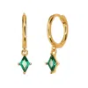 Harfi Women's Gold / Green Delicate Dangle Emerald May Birthstone Hoop Earrings In Multi