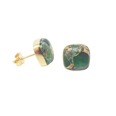 Harfi Women's Gold / Green Emerald May Birthstone Gold Plated Stud Earrings In Multi