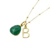 Harfi Women's Gold / Green Gold Plated Green Onyx May Birthstone Initial Charm Necklace In Multi