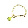 Harfi Women's Gold / Green Gold Plated Peridot August Birthstone Paperclip Bracelet In Multi