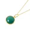 Harfi Women's Gold / Green Gold Vermeil Plated Green Onyx May Birthstone Round Pendant Necklace In Multi