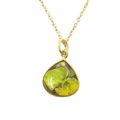Harfi Women's Gold / Green Gold Vermeil Plated Green Peridot Heart Charm August Birthstone Necklace In Gold/green