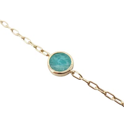 Harfi Women's Gold / Green Gold Vermeil Plated Round Amazonite Bracelet In Multi