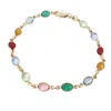 Harfi Women's Gold / Green / Pink Multicolour Gemstone Crystal Gold Plated Bracelet In Multi