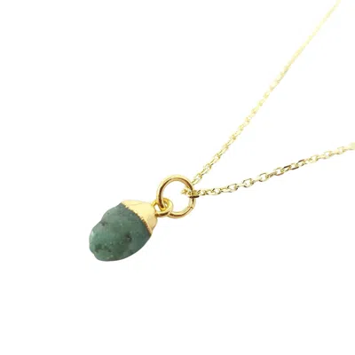 Harfi Women's Gold / Green Raw Emerald Gold Plated May Birthstone Necklace In Multi