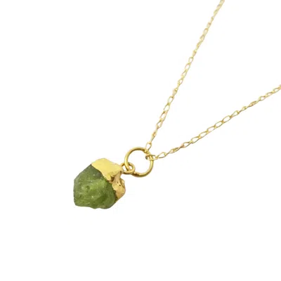 Harfi Women's Gold / Green Raw Peridot August Birthstone Gold Plated Necklace In Multi
