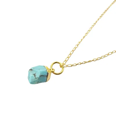 Harfi Women's Gold / Green Raw Turquoise December Birthstone Gold Plated Necklace In Multi