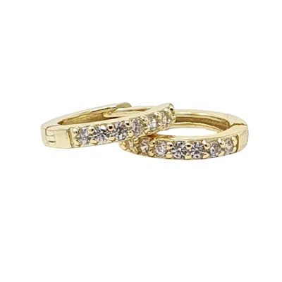 Harfi Women's Gold / Grey April Birthstone Crystal Small Huggie Hoop Earrings In Multi