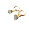Harfi Women's Gold / Grey Raw Herkimer Diamond April Birthstone Gold Plated Huggies In Multi