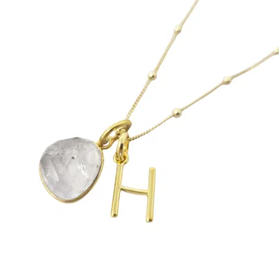 Harfi Women's Gold / Grey / White Gold Vermeil Plated Herkimer Diamond April Birthstone Crystal Initial Pe In Multi