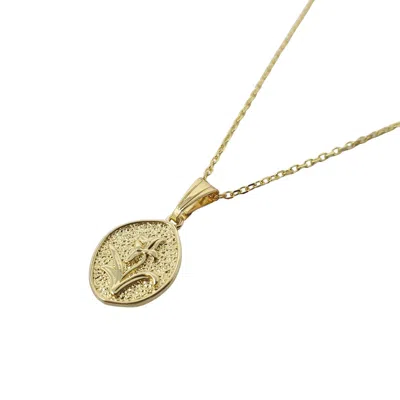Harfi Women's Gold Lily May Birth Flower Hammered Charm Necklace