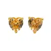 Harfi Women's Gold / Orange Citrine Heart November Birthstone Stud Earrings In Multi