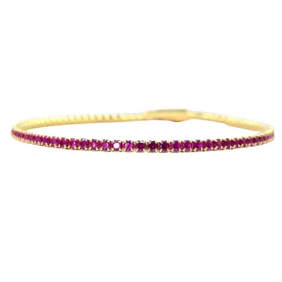 Harfi Women's Gold / Pink Ruby July Birthstone Dainty Tennis Bracelet In Multi
