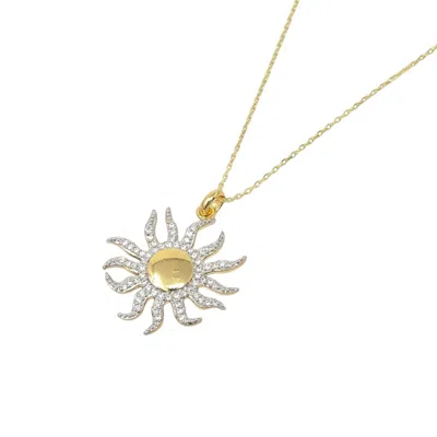 Harfi Women's Gold Plated Distant Sun Pendant Charm Necklace