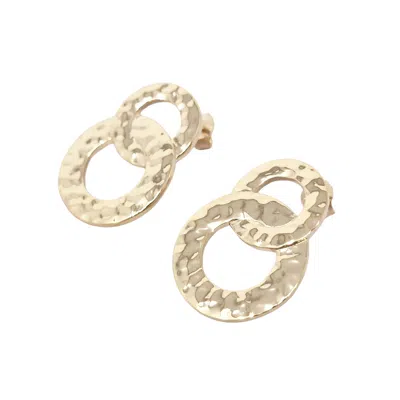 Harfi Women's Gold Plated Double Hoop Circle Drop Earrings
