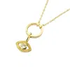 Harfi Women's Gold Plated Evil Eye Pendant Charm Good Luck Necklace In Gold