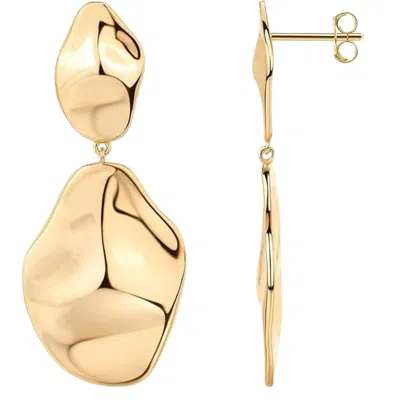 Harfi Women's Gold Plated Hammered Teardrop Dangle Earrings