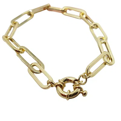 Harfi Women's Gold Plated Paperclip Chain Bracelet