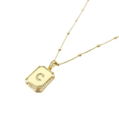 Harfi Women's Gold Plated Personalised Initial Cubic Zirconia Shiny Letter Charm Necklace