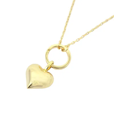 Harfi Women's Gold Plated Puffed Heart Pendant Love Charm Necklace