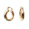 Harfi Women's Gold Plated Textured Brush Hoop Earrings In Gold