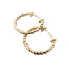 Harfi Women's Gold Plated Thin Twisted Rope Hoop Earrings