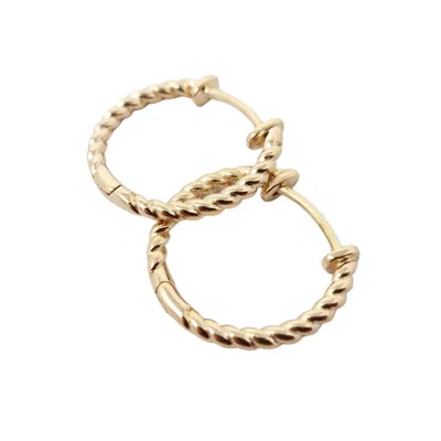 Harfi Women's Gold Plated Thin Twisted Rope Hoop Earrings