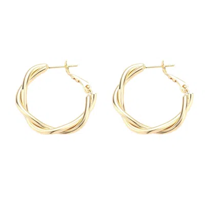 Harfi Women's Gold Plated Twisted Hoop Everyday Earrings