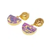 Harfi Women's Gold / Purple Amethyst February Birthstone Statement Earrings In Multi